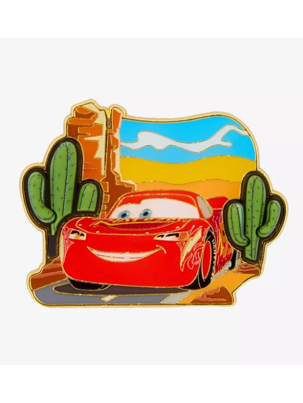 Disney Pixar Loungefly Cars Movie Lightning McQueen Racing Car Raised Cactus Pin